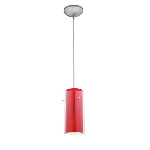 Glass n Glass Cylinder-11W 1 LED Cord Pendant-4.5 Inches Wide by 10 Inches Tall - 520810