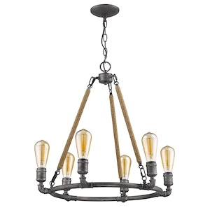 Grayson - Six Light Chandelier in Industrial Style - 24 Inches Wide by 23 Inches High - 659491