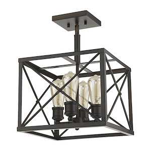 Brooklyn 4-Light Convertible Pendant in City Style - 12.5 Inches Wide by 14.75 Inches High - 883640