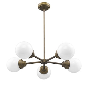 Portsmith - Five Light Pendant in Art deco Style - 30 Inches Wide by 6 Inches High - 659613