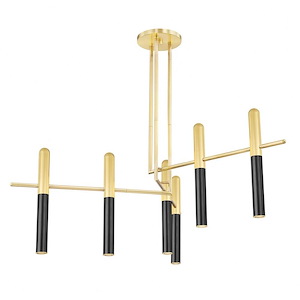 Contemporary Six Light Chandelier in Aged Old Bronze Finish - 1228896