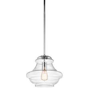 1 Light Contemporary Large Bell Shade Pendant Light Fixture with Clear Glass - 1229486