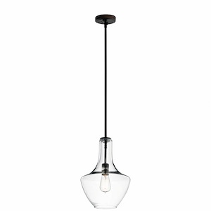 1 Light Contemporary Large Bell Shade Pendant Light Fixture with Clear Glass - 1229561