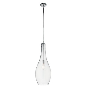 1 Light Contemporary Large Bell Shade Pendant Light Fixture with Mercury Glass - 1229874