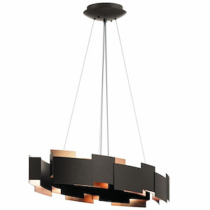 2 Light Contemporary LED Geometric Panel Chandelier Light Fixture with Polycarbonate Glass - 1230257