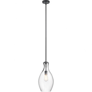 1 Light Contemporary Large Bell Shade Pendant Light Fixture with Clear Glass - 1229496