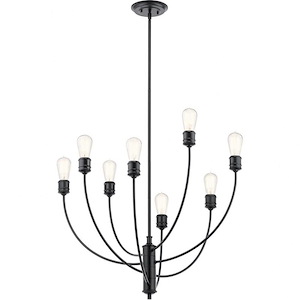 Mid Century Modern Industrial Eight Light Chandelier - 1231393