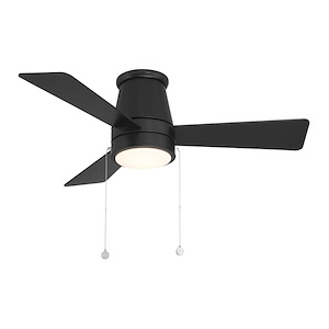 Iris Point - 3 Blade Flush Mount Ceiling Fan with Light Kit-12.2 Inch Tall and 44 Inch Wide - 1385567