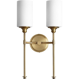 2 Light Cylinder Wall Mount with Satin Opal Glass-19 Inches H by 10.75 Inches W - 1149851