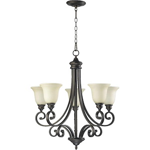 Tanners Courtyard - 5 Light Chandelier in Bailey Street Home Home Collection style - 28 inches wide by 30 inches high - 1151784