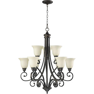 Tanners Courtyard - 9 Light 2-Tier Chandelier in Bailey Street Home Home Collection style - 31 inches wide by 36.25 inches high - 1146653