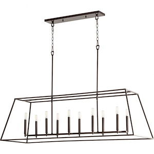 Morland Hollies - Ten Light Linear Pendant in Bailey Street Home Home Collection style - 17 inches wide by 16.25 inches high - 1145647