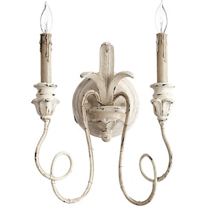 2 Light Traditional Wood Toned Candle Wall Sconce-14 Inches H by 12 Inches W - 1153958