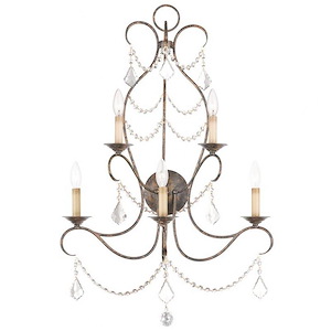 Brookfield Spinney - 5 Light Wall Sconce in French Country Style - 24 Inches wide by 31 Inches high - 1268598
