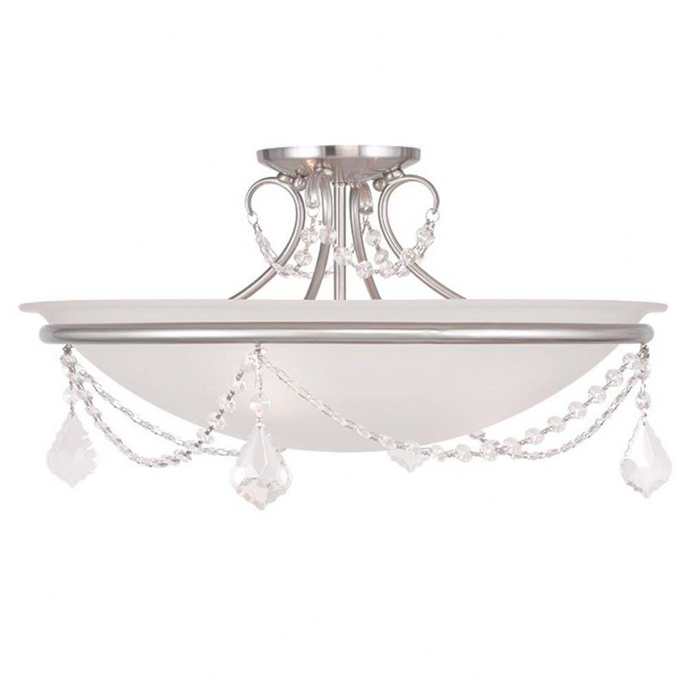 Bailey Street Home 218 BEL 1261285 Woodhall Mill 3 Light Semi Flush Mount in French Country Style 20 Inches wide by 11 Inches high