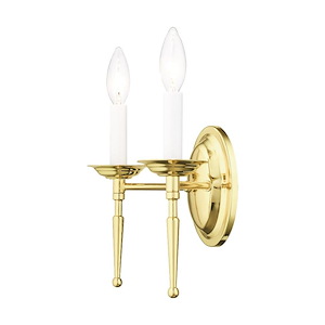 2 Light Traditional Steel Candle Wall Sconce-9.5 Inches H by 9.5 Inches W - 1122967