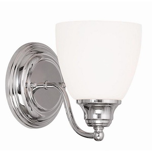 1 Light Traditional Steel Wall Sconce with Satin Opal White Glass-7 Inches H by 5.5 Inches W - 1121372