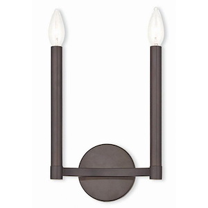 2 Light Modern Steel ADA Exposed Bulb Wall Sconce-15 Inches H by 8.75 Inches W - 1121547