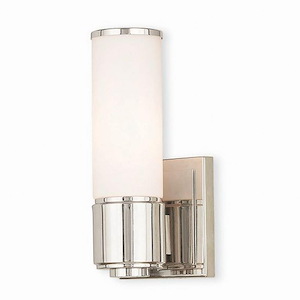 1 Light Contemporary Steel ADA Bath Vanity with Cylinder Satin Opal White Glass-9.5 Inches H by 4.75 Inches W - 1121725