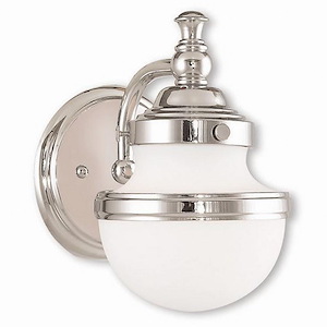 1 Light Modern Steel Wall Mount with Satin Opal White Glass-8.25 Inches H by 5.5 Inches W - 1122462