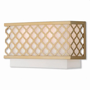 2 Light Traditional Steel ADA Wall Mount with Off-White Fabric Shade-7 Inches H by 13 Inches W - 1121853