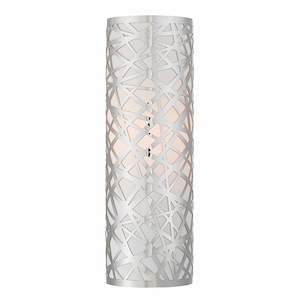 1 Light Contemporary Steel ADA Wall Sconce with Oatmeal Fabric Shade-15 Inches H by 5 Inches W - 1121877