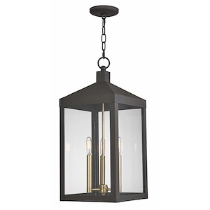 Rothwell Bridge - 3 Light Outdoor Pendant Lantern in Mid Century Modern Style - 10.5 Inches wide by 24 Inches high - 1121936
