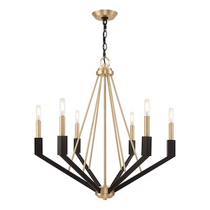 Mid Century Modern Industrial Six Light Chandelier - 1122123