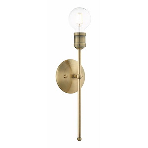 1 Light Mid-Century Modern Steel Wallchiere with Clear Orb Glass-15 Inches H by 5 Inches W - 1122384