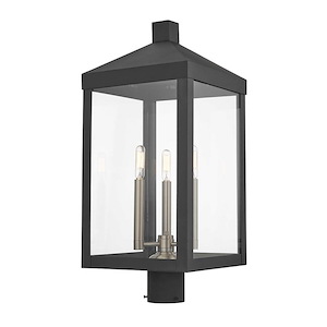 Rothwell Bridge - 3 Light Outdoor Post Top Lantern in Mid Century Modern Style - 10.5 Inches wide by 24 Inches high - 1122232