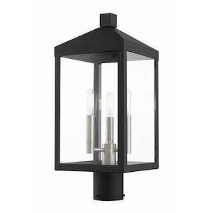 Rothwell Bridge - 3 Light Outdoor Post Top Lantern in Mid Century Modern Style - 8.25 Inches wide by 19.5 Inches high - 1122230