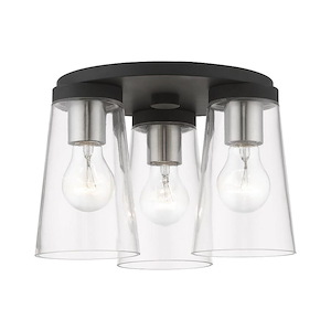 Larkspur Oak - 3 Light Large Flush Mount In Contemporary Style-7.13 Inches Tall and 11 Inches Wide - 1268559