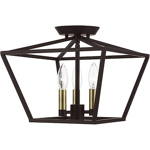 Albert Parkway - 3 Light Square Semi-Flush Mount In Transitional Style-10.75 Inches Tall and 12.5 Inches Wide - 1268780