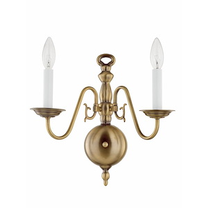 2 Light Traditional Steel Candle Wall Sconce-13 Inches H by 12.75 Inches W - 1120905