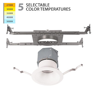 Lynwood Crescent - 12W 1 LED 5-CCT Round New Construction Recessed Kit In Functional Style-4.63 Inches Tall and 8.63 Inches Wide - 1392026