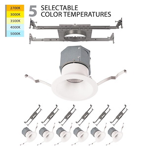 Lynwood Crescent - 12W 1 LED 5-CCT Round New Construction Recessed Kit (Pack of 6) In Functional Style-4.63 Inches Tall and 8.63 Inches Wide - 1392028