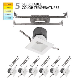 Lynwood Crescent - 12W 1 LED Square New Construction Recessed Kit (Pack of 6) In Functional Style-4.63 Inches Tall and 8.63 Inches Wide - 1392034