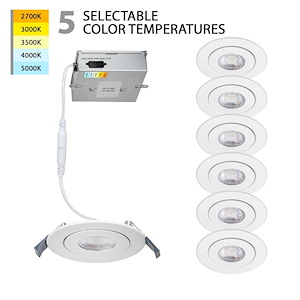 Brisbane Poplars - 9W 1 LED 5-CCT Round Adjustable Recessed Kit (Pack of 6) In Functional Style-1.63 Inches Tall and 4.73 Inches Wide - 1392039