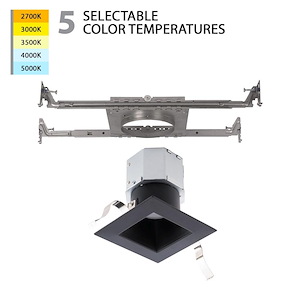 Lynwood Crescent - 12W 1 LED Square New Construction Recessed Kit-4.63 Inch Tall and 8.63 Inch Wide - 1392106
