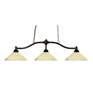 Barley Close-3 Light Island/Billiard in Billiard Style-14 Inches Wide by 13.5 Inches High - 1261610