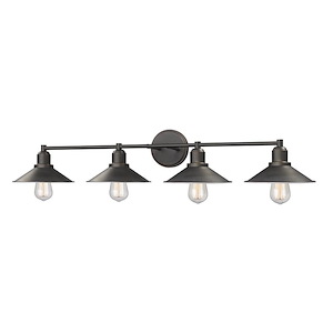 Douglas Oak - 4 Light Vanity Light Fixture in Utilitarian Style - 36.5 Inches Wide by 9.75 Inches High - 1257441