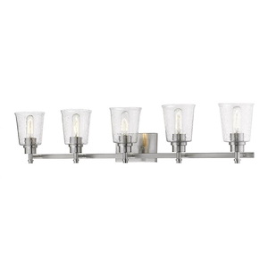 5 Light Steel Vanity Light Fixture with Clear Seedy Glass-8.5 Inches H by 41.25 Inches W - 1257609