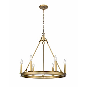 Woodrow Way - 6 Light Chandelier in Linear Style - 25 Inches Wide by 24 Inches High - 1258919