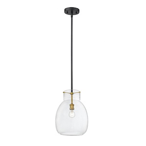 Glencoe Ridings - 1 Light Mini Pendant in Retro Style - 12 Inches Wide by 16 Inches High - 1262521