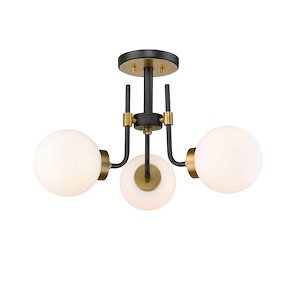 Lord Esplanade - 3 Light Semi-Flush Mount in Retro Style - 22 Inches Wide by 14 Inches High - 1260801