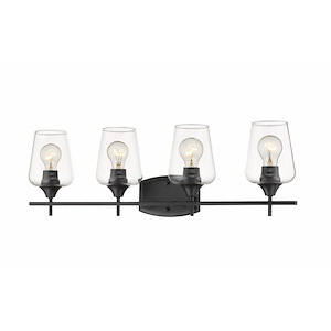 4 Light Shabby Chic Steel Vanity Light Fixture with Clear Glass-9.5 Inches H by 30 Inches W - 1261985