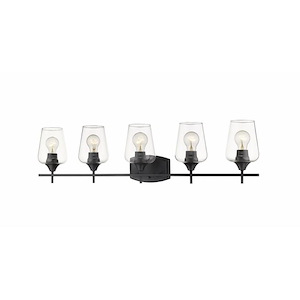 Burton Link - 5 Light Vanity Light Fixture in Shabby Chic Style - 38 Inches Wide by 9.5 Inches High - 1258027