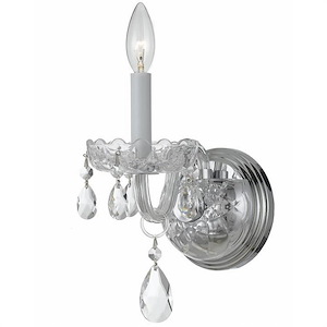 Glass 1 Light Wall Sconce in Traditional Style with Clear Crystal-9 Inches H x 5 Inches W - 1149996