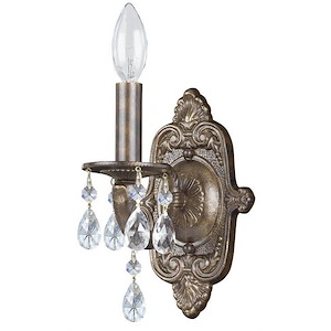 1 Light Steel Crystal Accent Candle Wall Sconce-9.5 Inches H by 6.25 Inches W - 1153234