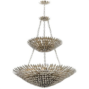 Crosby Lodge - Eitheen Light Antique Leaf Pendant Chandelier in Traditional Style - 40 Inches Wide by 47 Inches High - 1147229